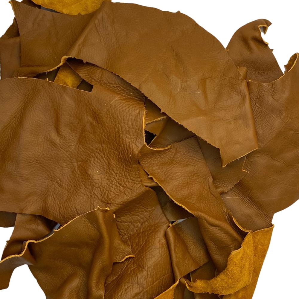 Saddle Brown Leather Pieces - 5 lb Bundle - 3 to 4 oz Cowhide Leather —  Leather Unlimited