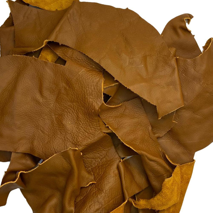 Upon Leather - Genuine Leather Scraps 1 Pound Medium & Large Pieces | 6-7 Square Feet Cowhide Remnants for Crafts Earrings Jewelry | 15 Pieces or