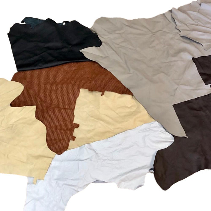 Extra Large Assorted Upholstery Leather Pieces - 5 lb Bundle - 3 oz Cowhide